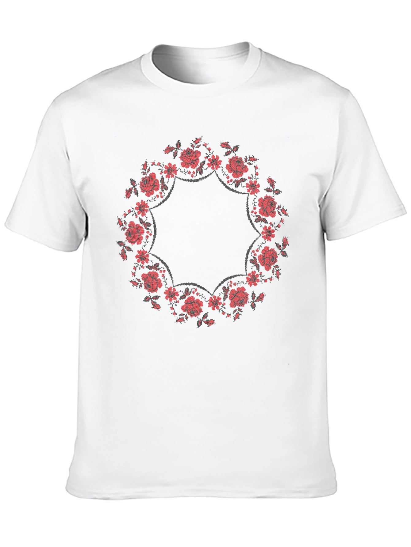 Floral Wreath Graphic Tee - Classic Black