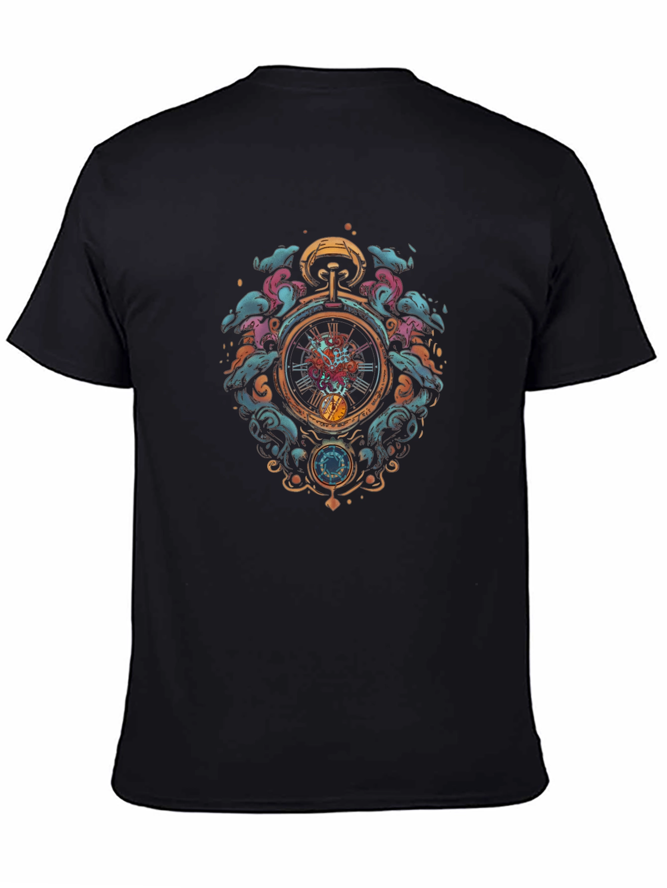 Steampunk Pocket Watch Graphic Tee - Mens Black T-Shirt