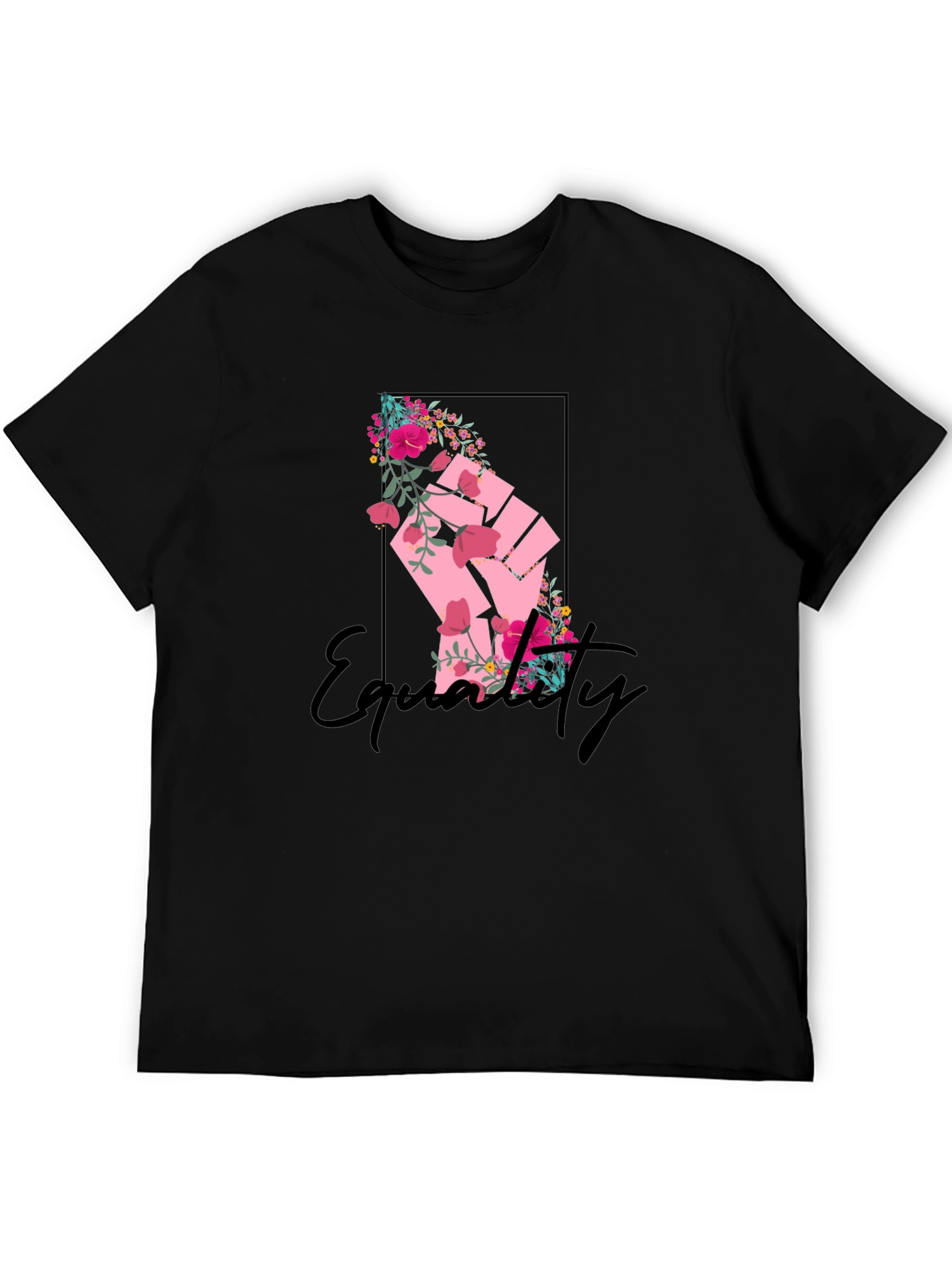 Equality Floral Fist Graphic Tee - Black