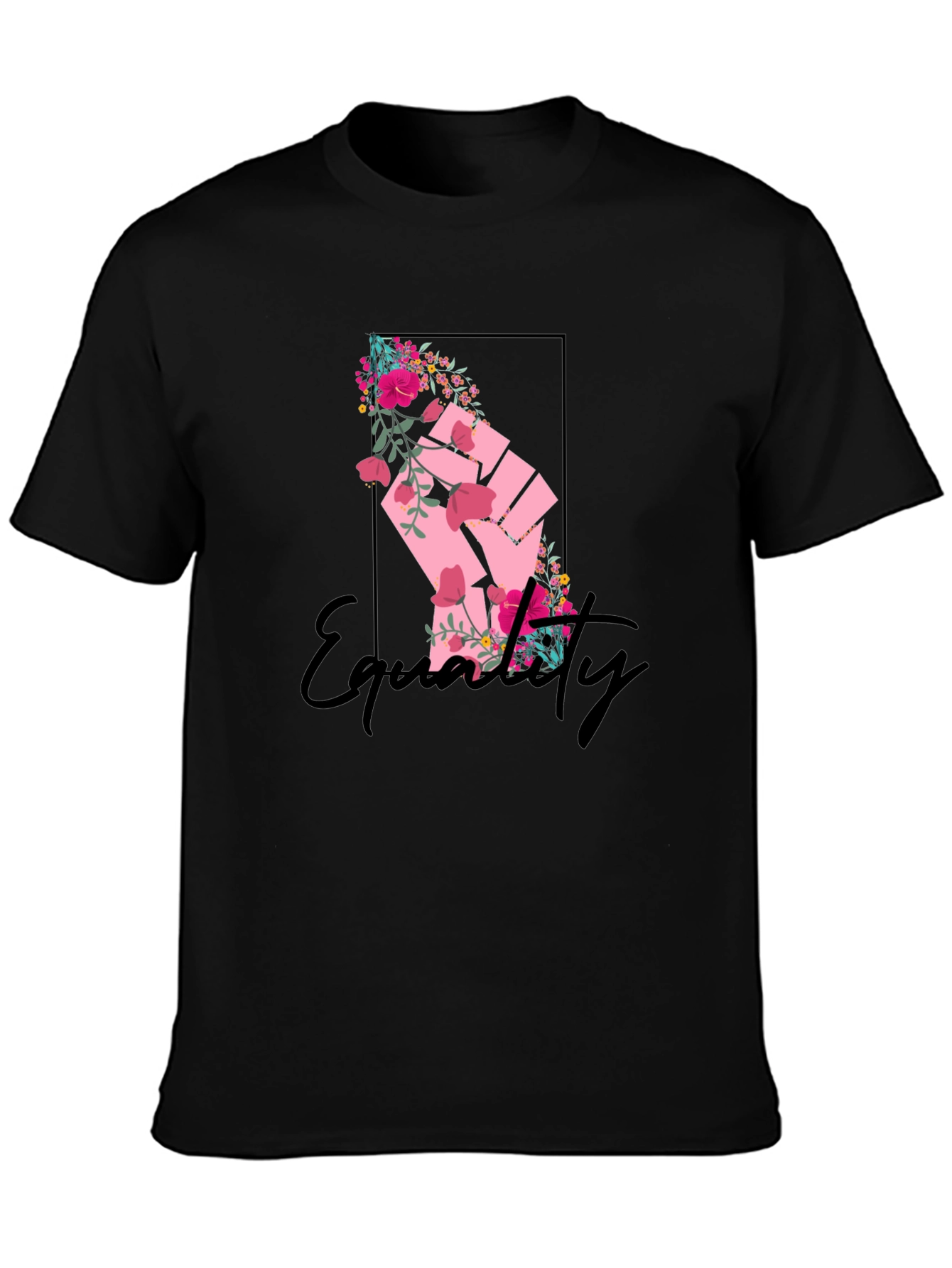 Equality Floral Fist Graphic Tee - Black
