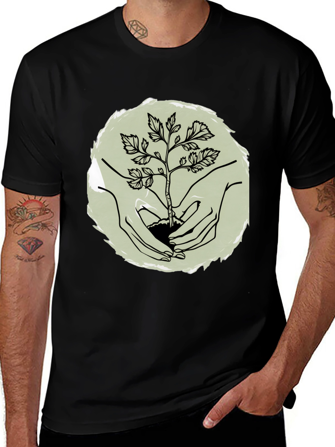 Plant a Tree Mens Black Graphic Tee