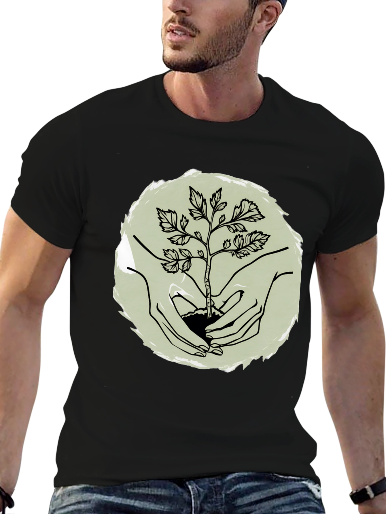 Plant a Tree Mens Black Graphic Tee