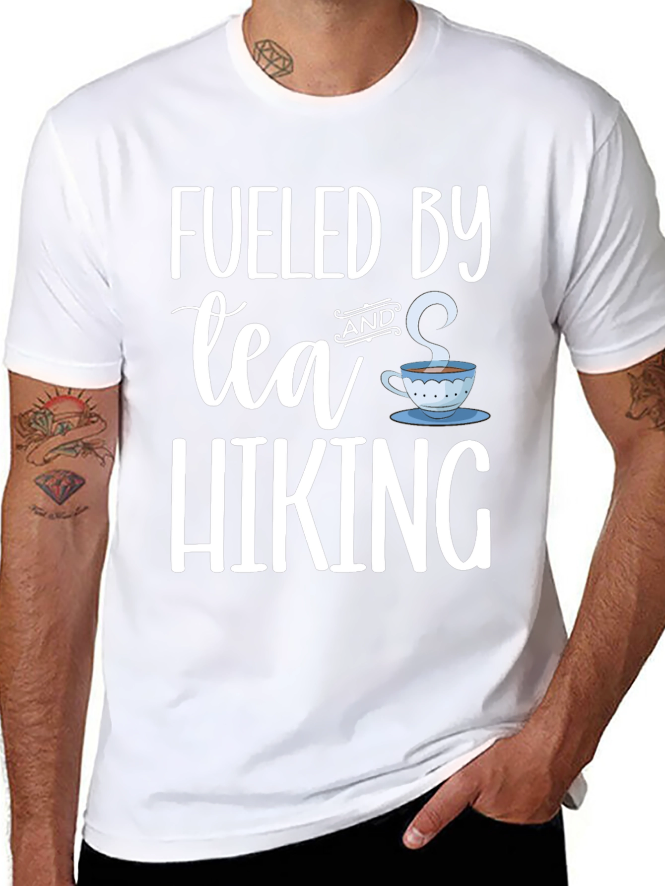 Fueled By Tea and Hiking T-Shirt Black