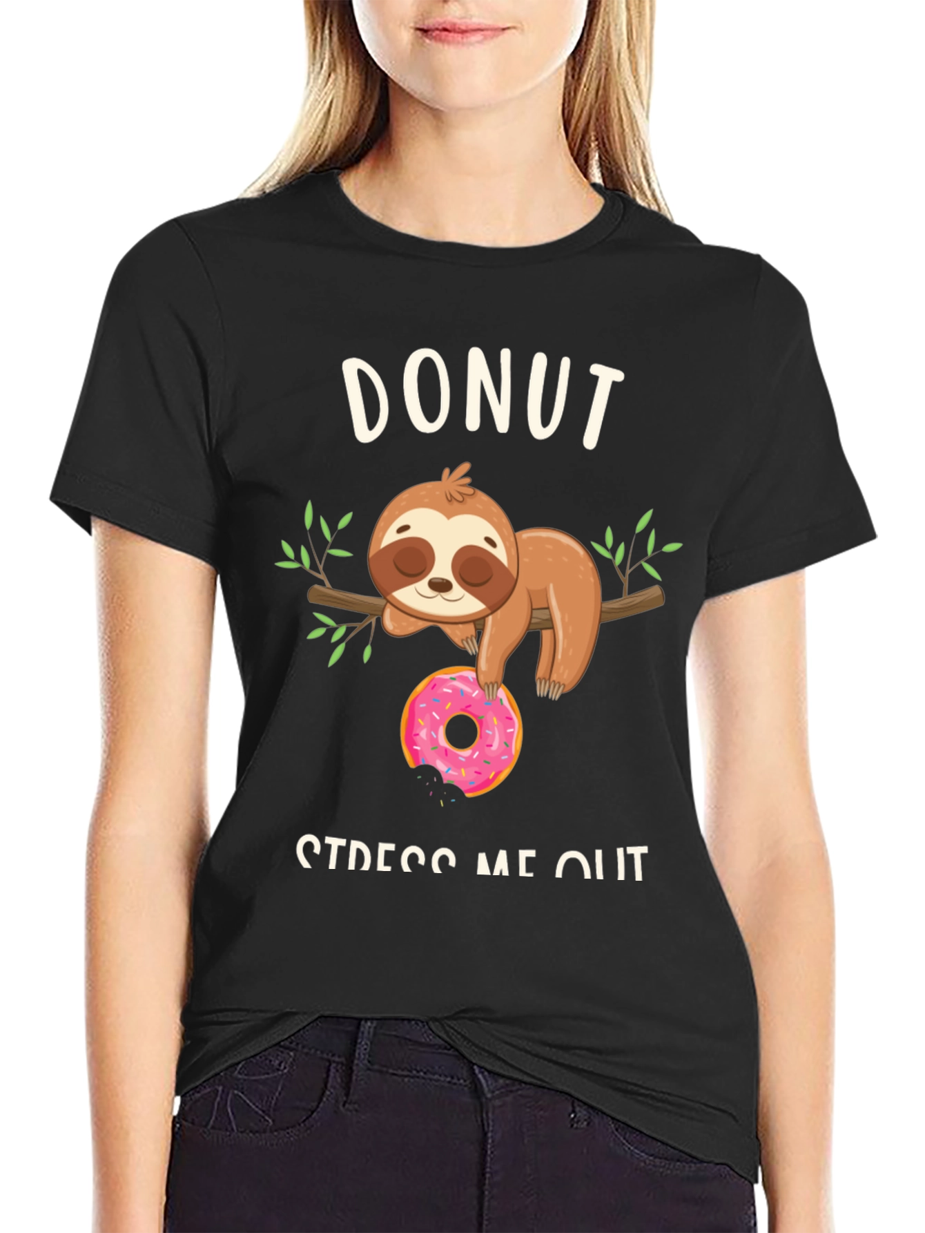 Donut Stress Me Out Sloth Graphic Tee