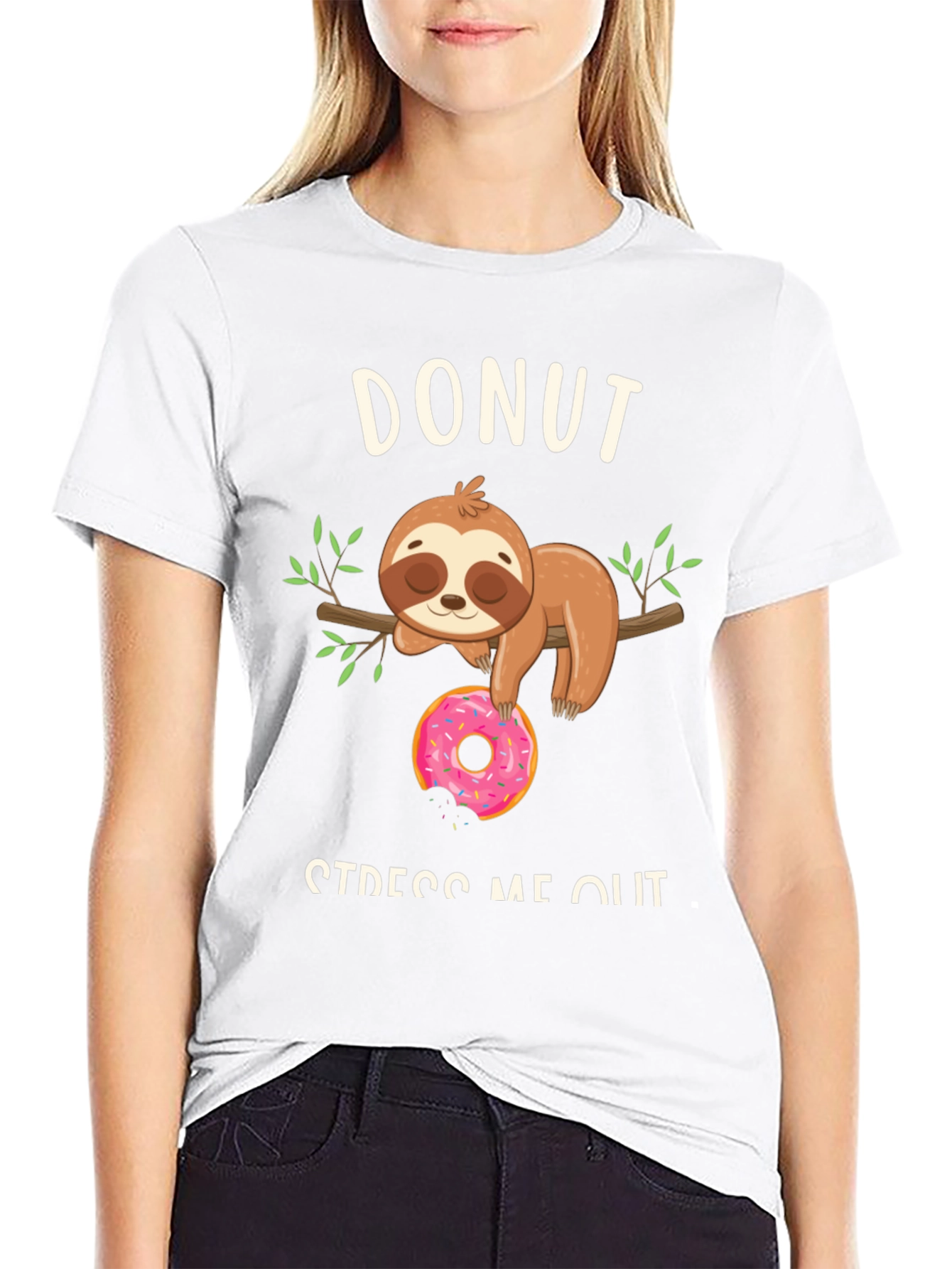Donut Stress Me Out Sloth Graphic Tee