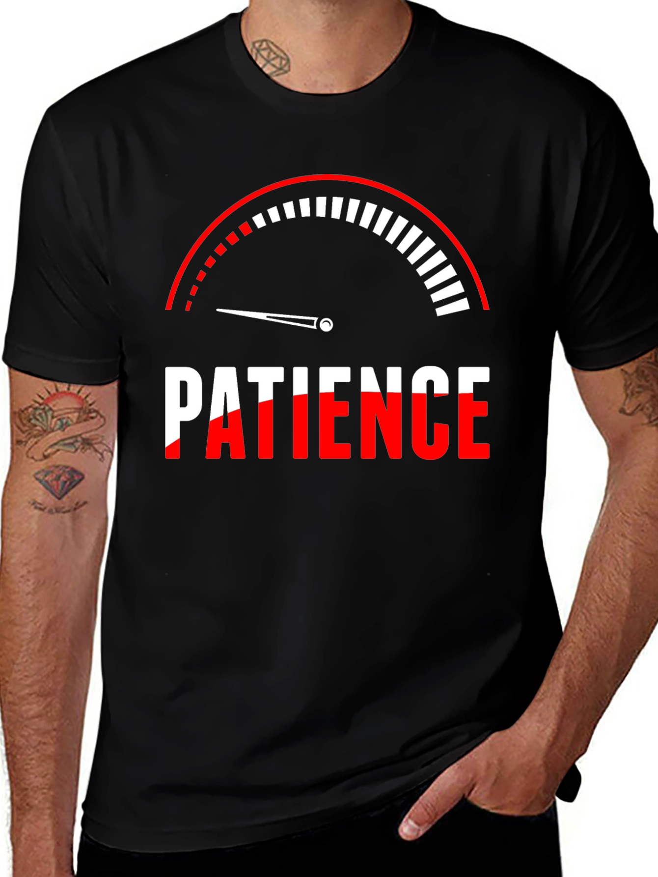 Patience Gauge Graphic T-Shirt - Black Cotton Tee