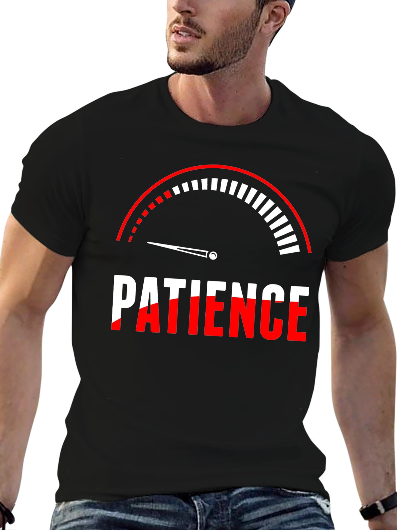 Patience Gauge Graphic T-Shirt - Black Cotton Tee