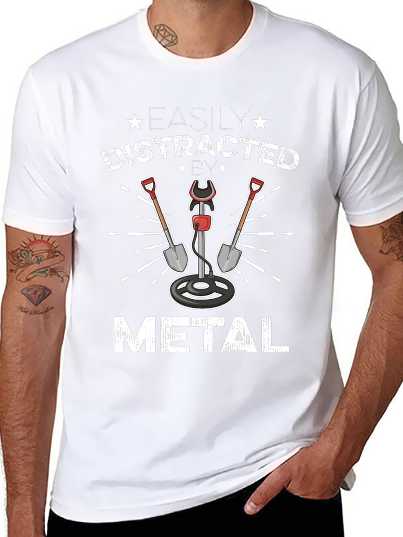 Easily Distracted By Metal Detecting Black T-Shirt