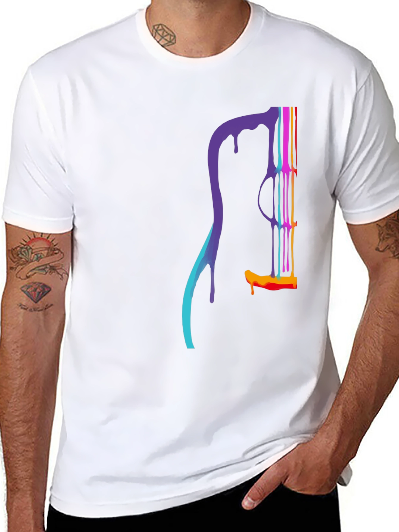 Dripping Guitar Graphic Tee - Mens Black T-Shirt