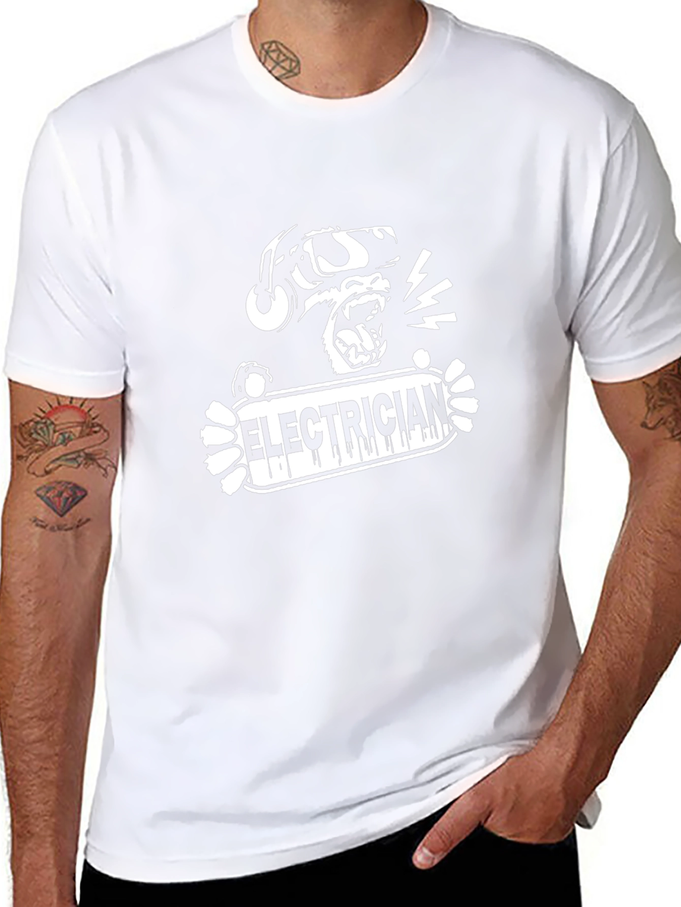 Electrician Monkey Graphic Black T-Shirt