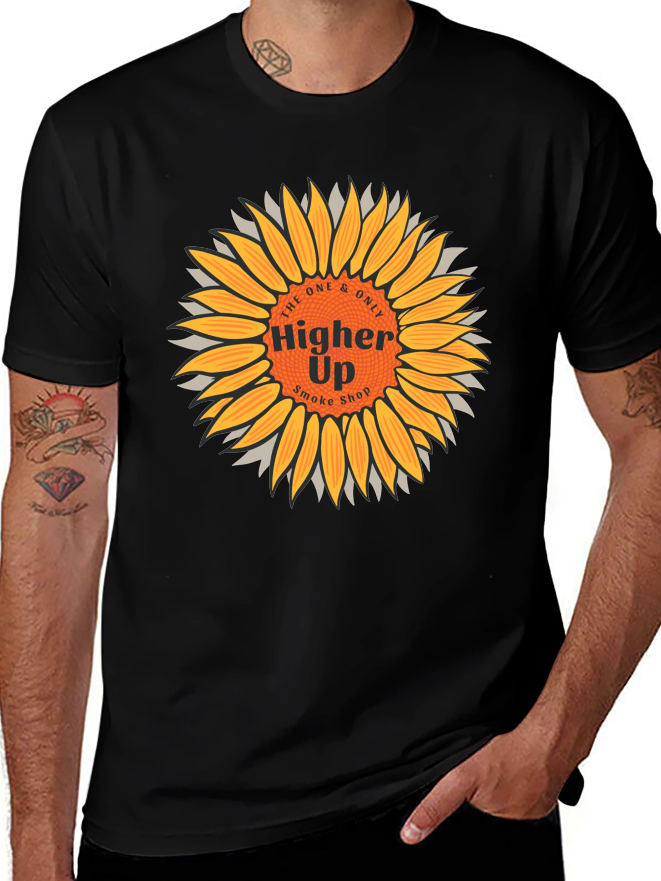 Higher Up Smoke Shop Sunflower Graphic T-Shirt