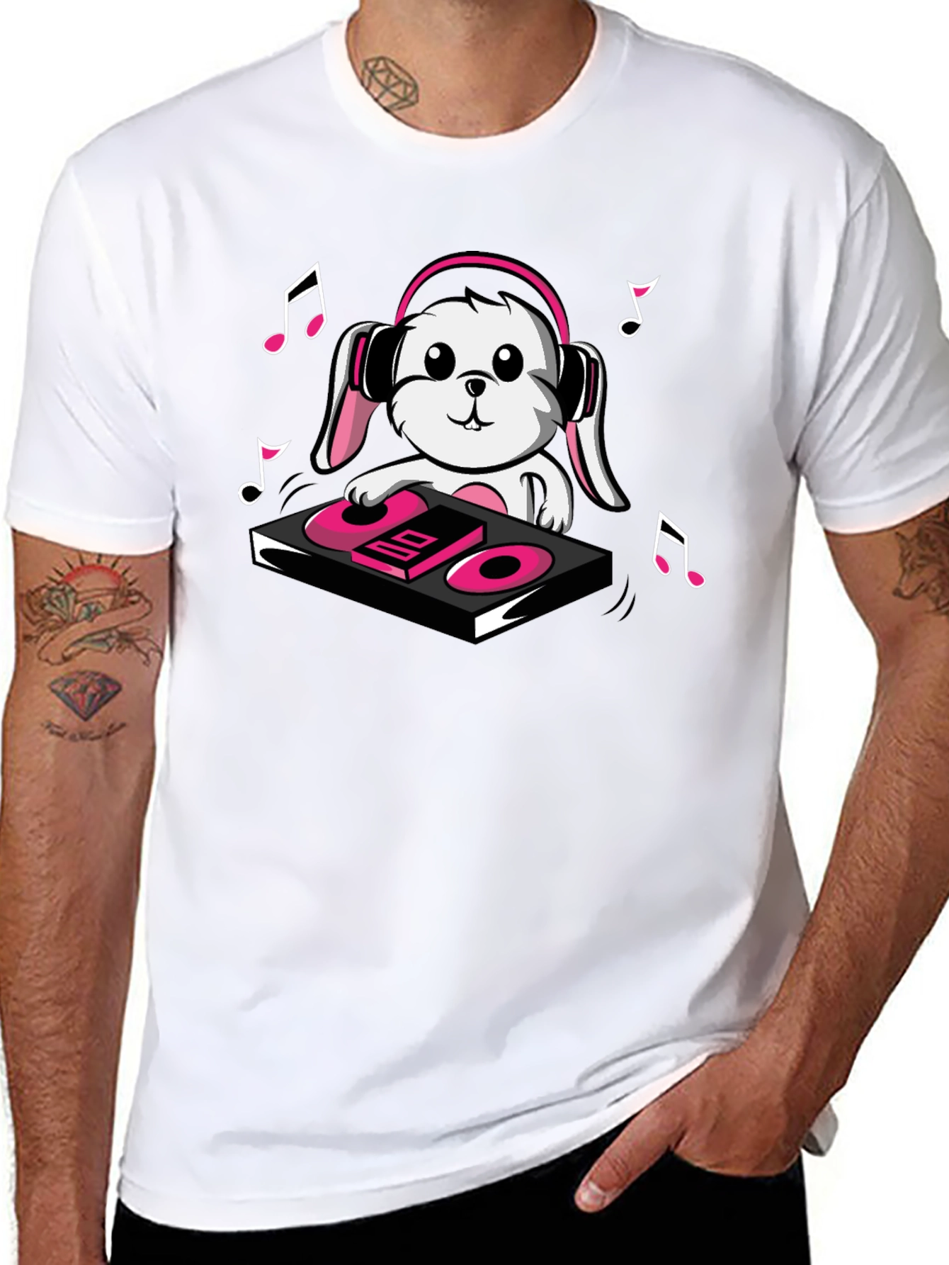 DJ Bunny T-Shirt - Black Cotton Graphic Tee