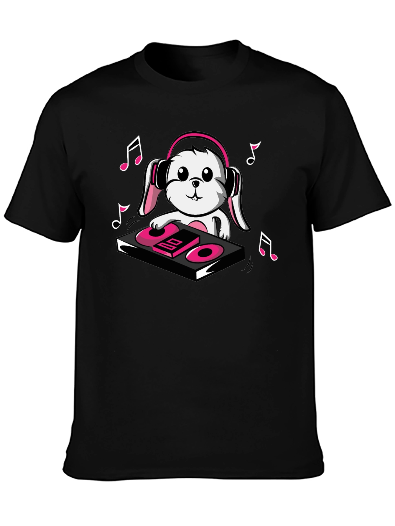 DJ Bunny T-Shirt - Black Cotton Graphic Tee