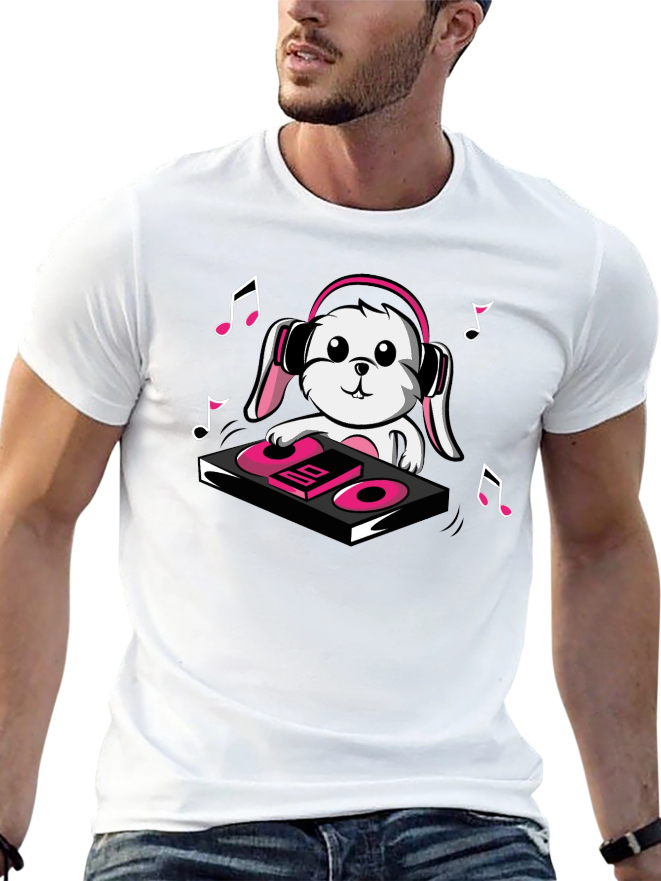 DJ Bunny T-Shirt - Black Cotton Graphic Tee