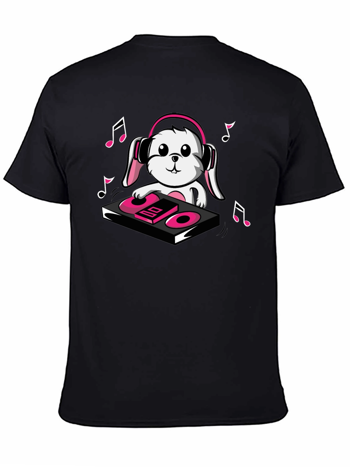 DJ Bunny T-Shirt - Black Cotton Graphic Tee
