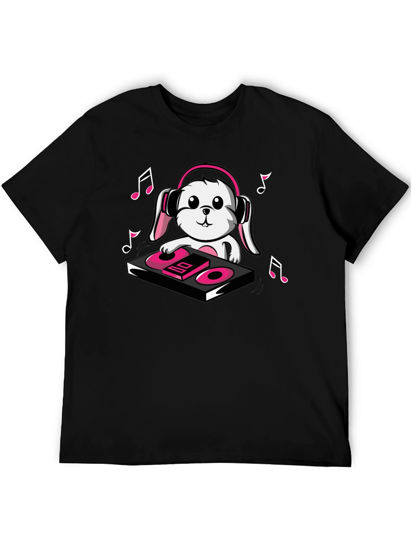 DJ Bunny T-Shirt - Black Cotton Graphic Tee