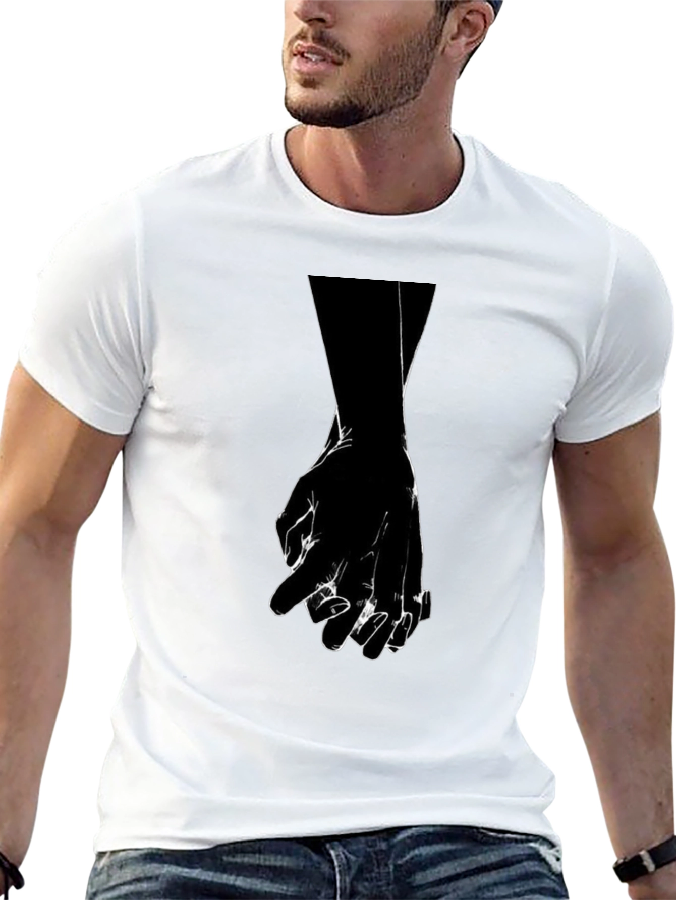 Black Graphic Tee - Holding Hands