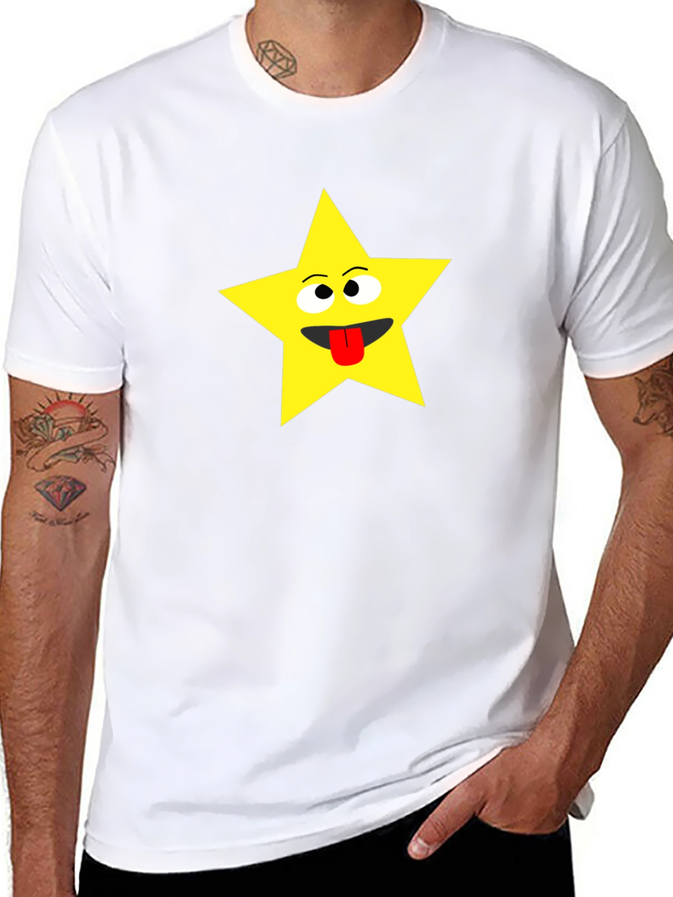Funny Star Face Black T-Shirt