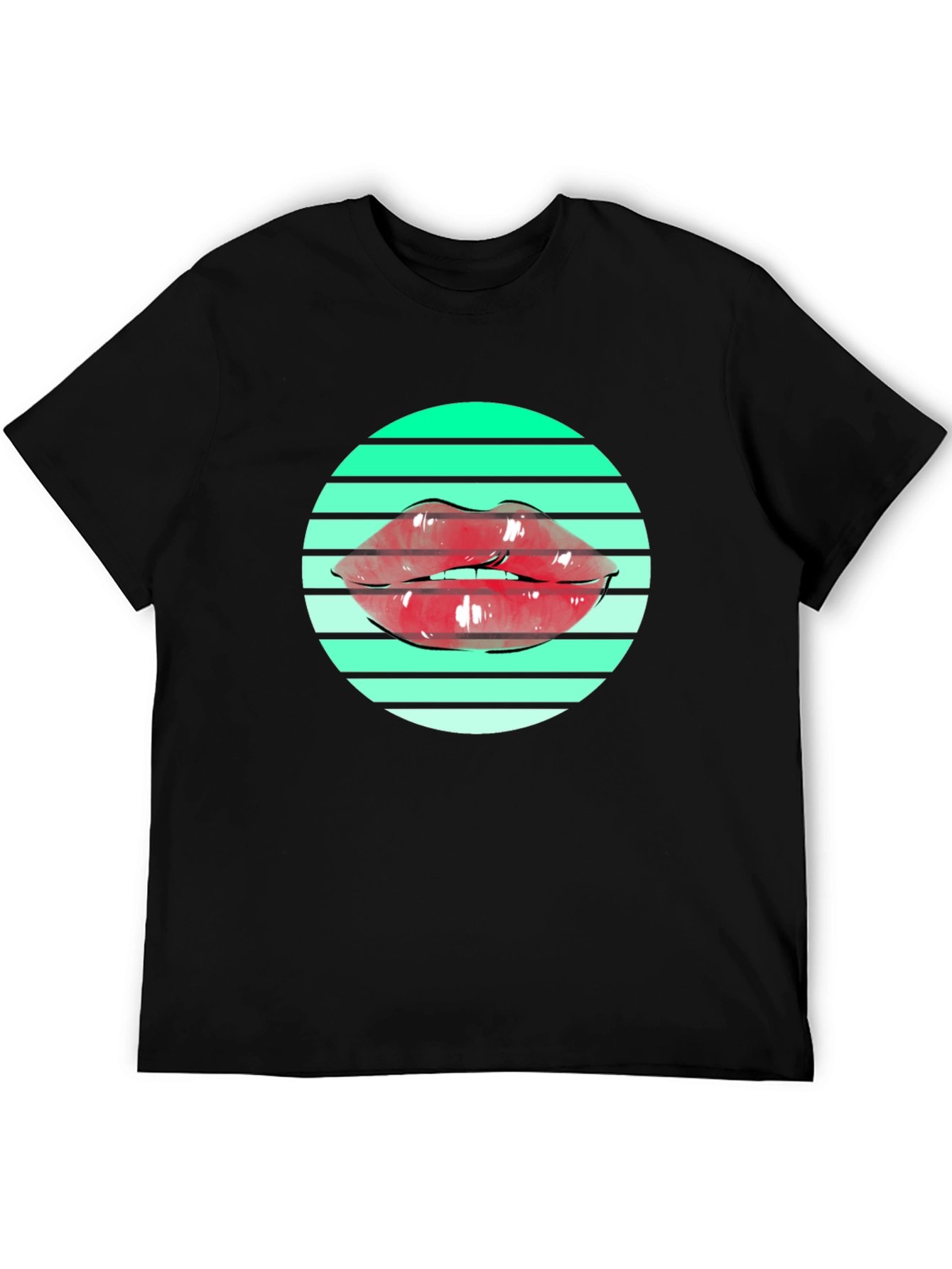 Lips Graphic Print Black T-Shirt