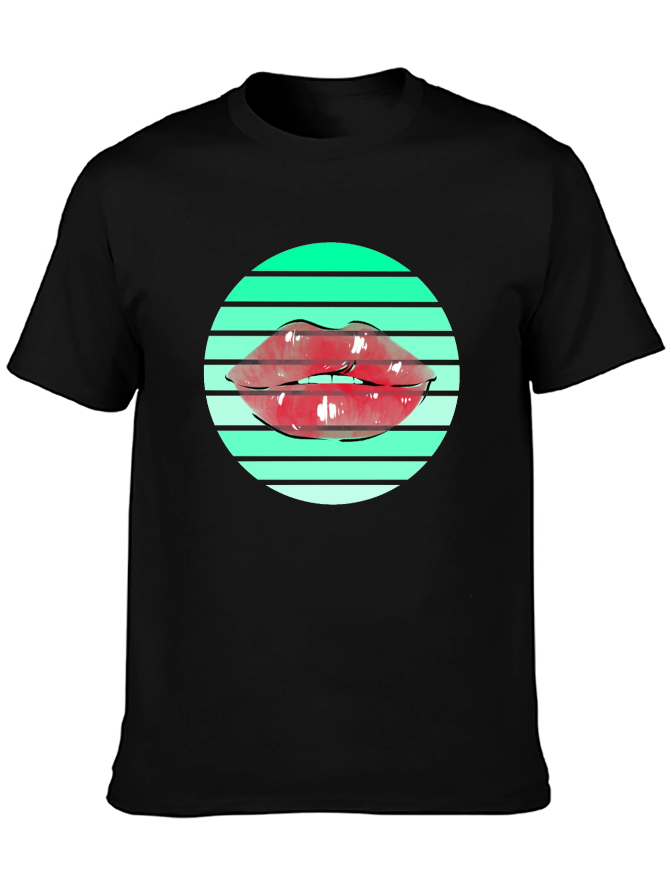 Lips Graphic Print Black T-Shirt