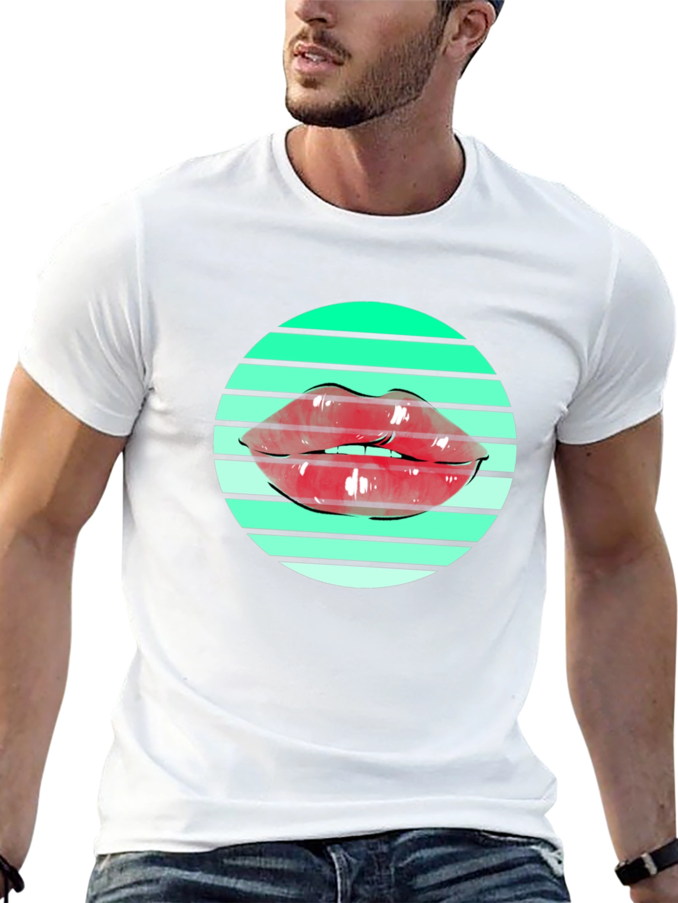 Lips Graphic Print Black T-Shirt