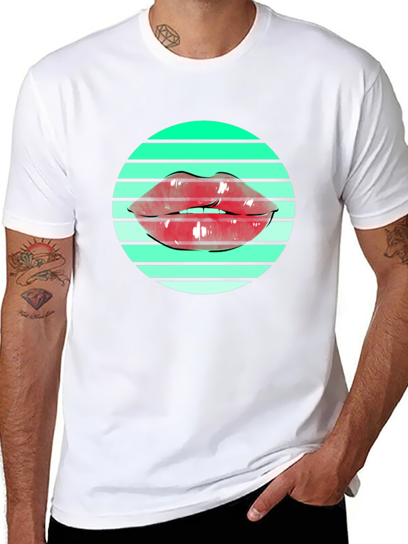Lips Graphic Print Black T-Shirt