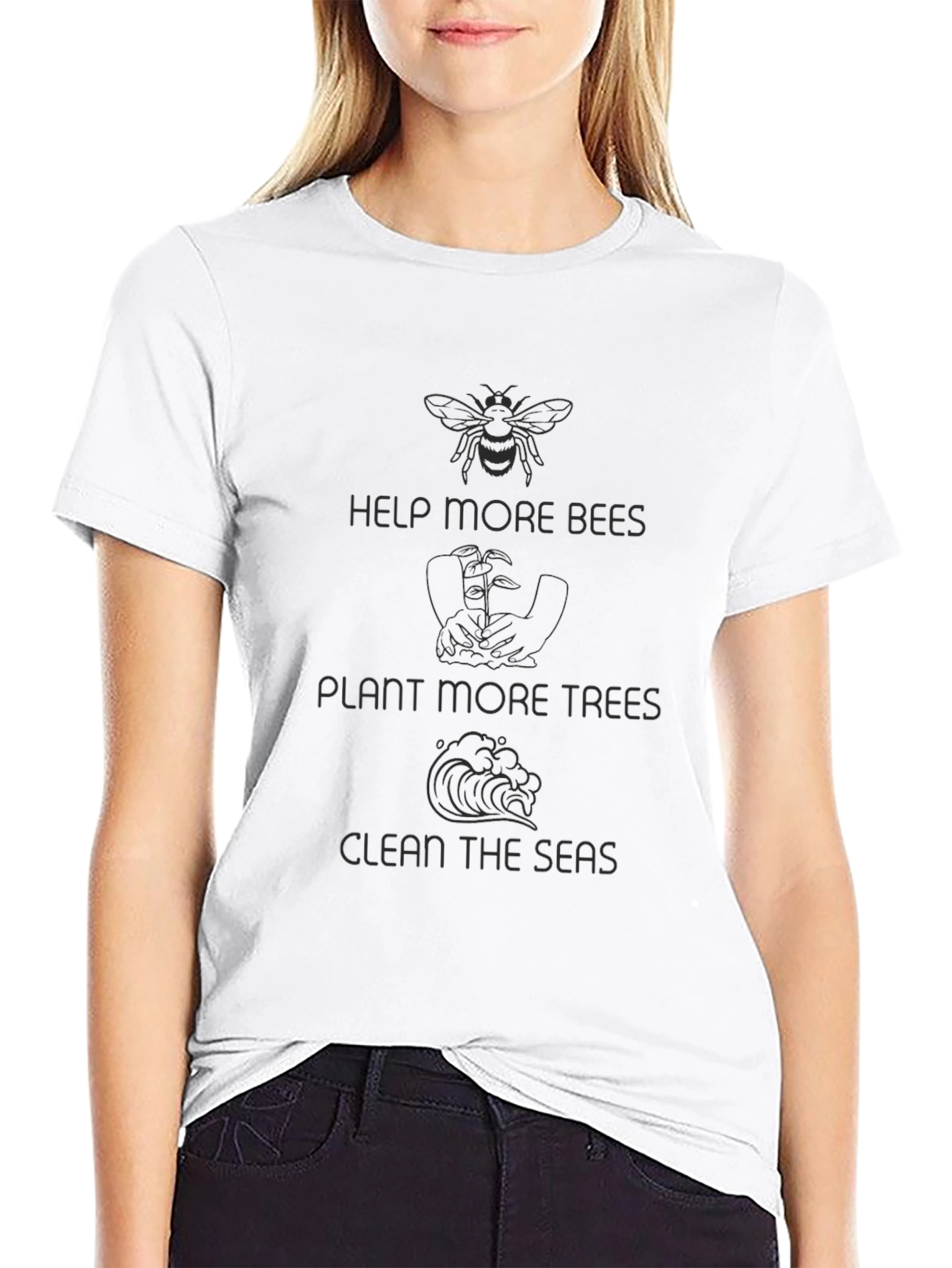 Eco-Friendly Tee: Help Bees Plant Trees Clean Seas
