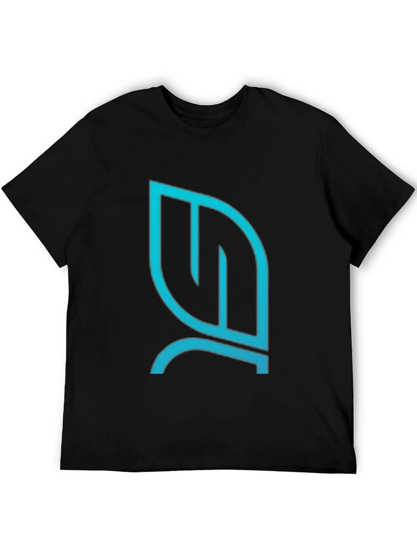 Modern Teal Leaf Logo Black T-Shirt