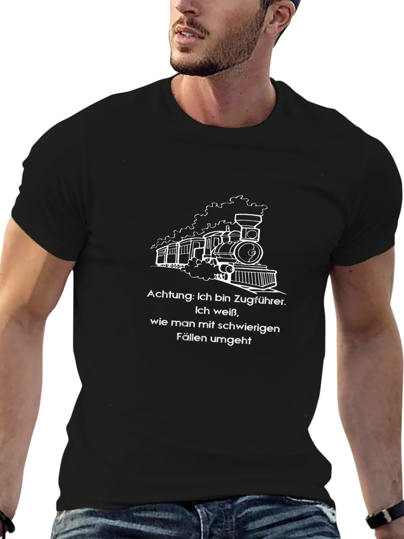 Train Conductor T-Shirt - Achtung! Funny Graphic Tee