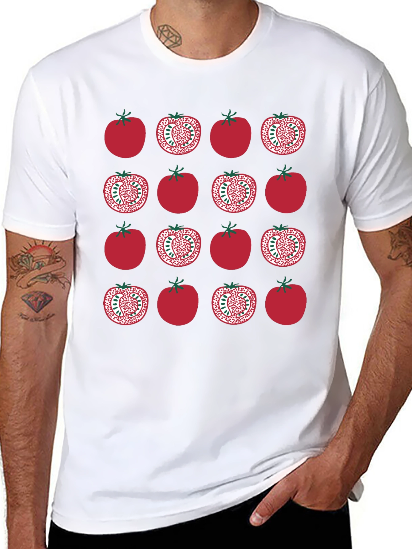Tomato Pattern Black T-Shirt