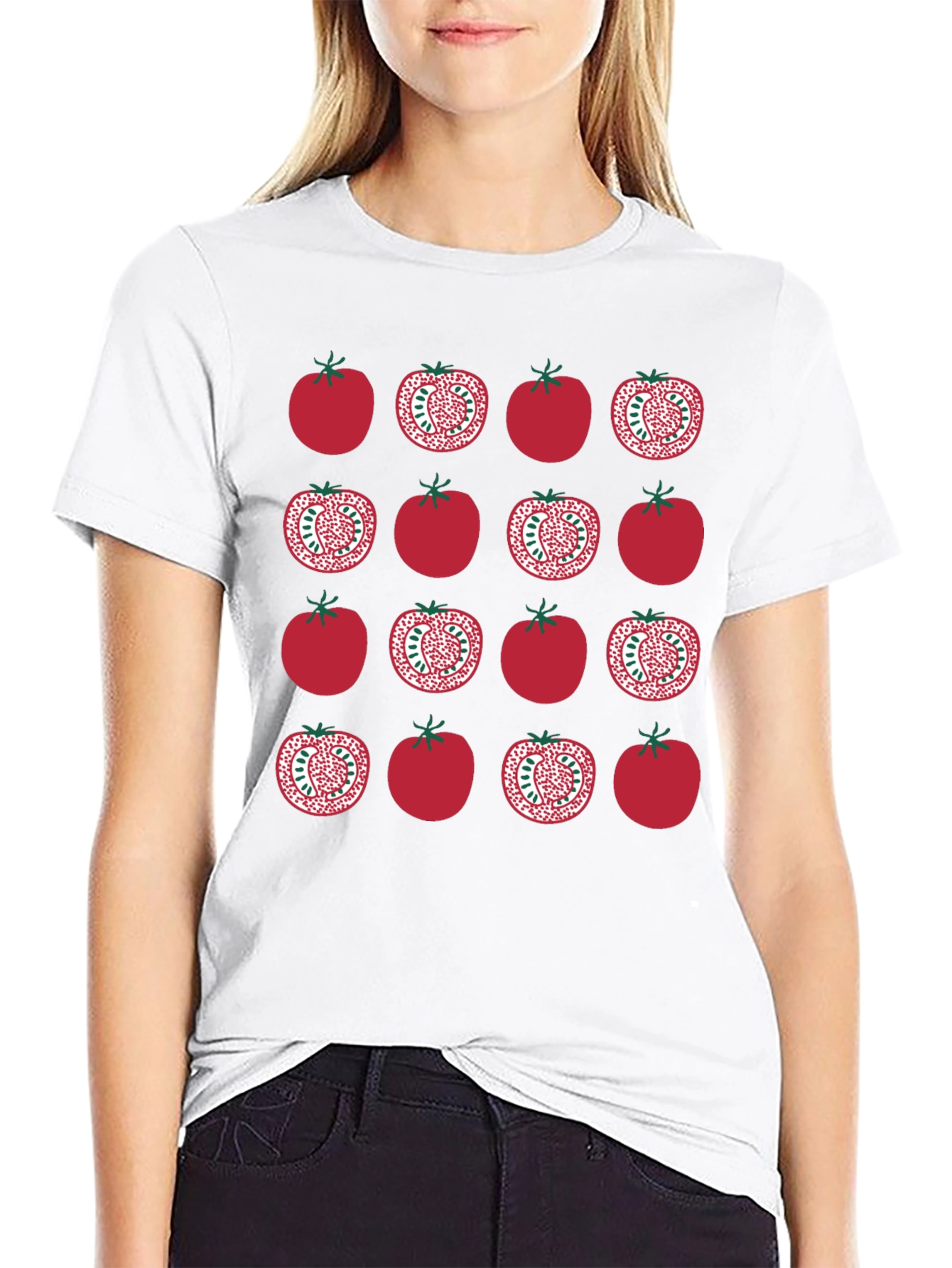 Tomato Pattern Black T-Shirt