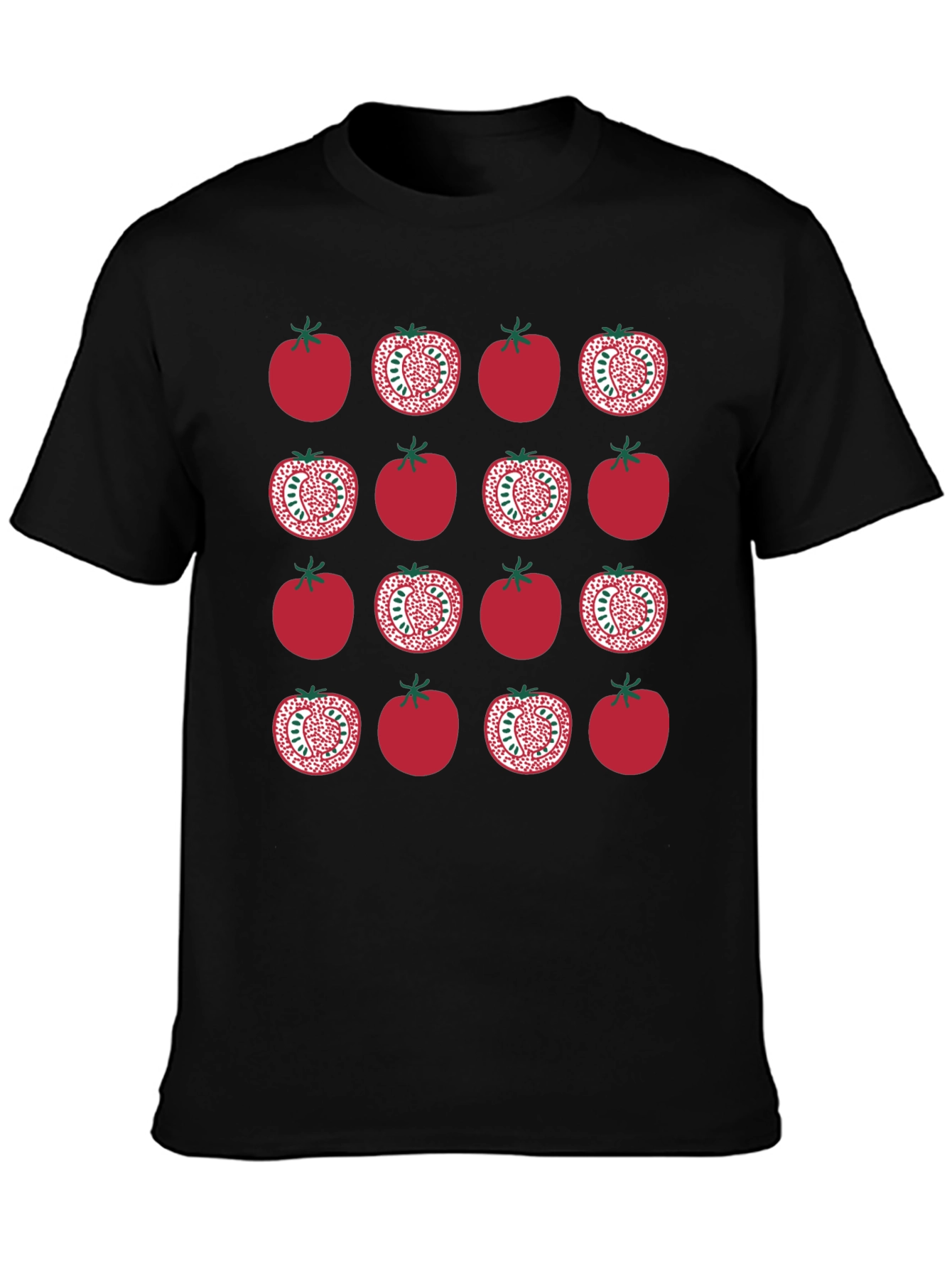 Tomato Pattern Black T-Shirt
