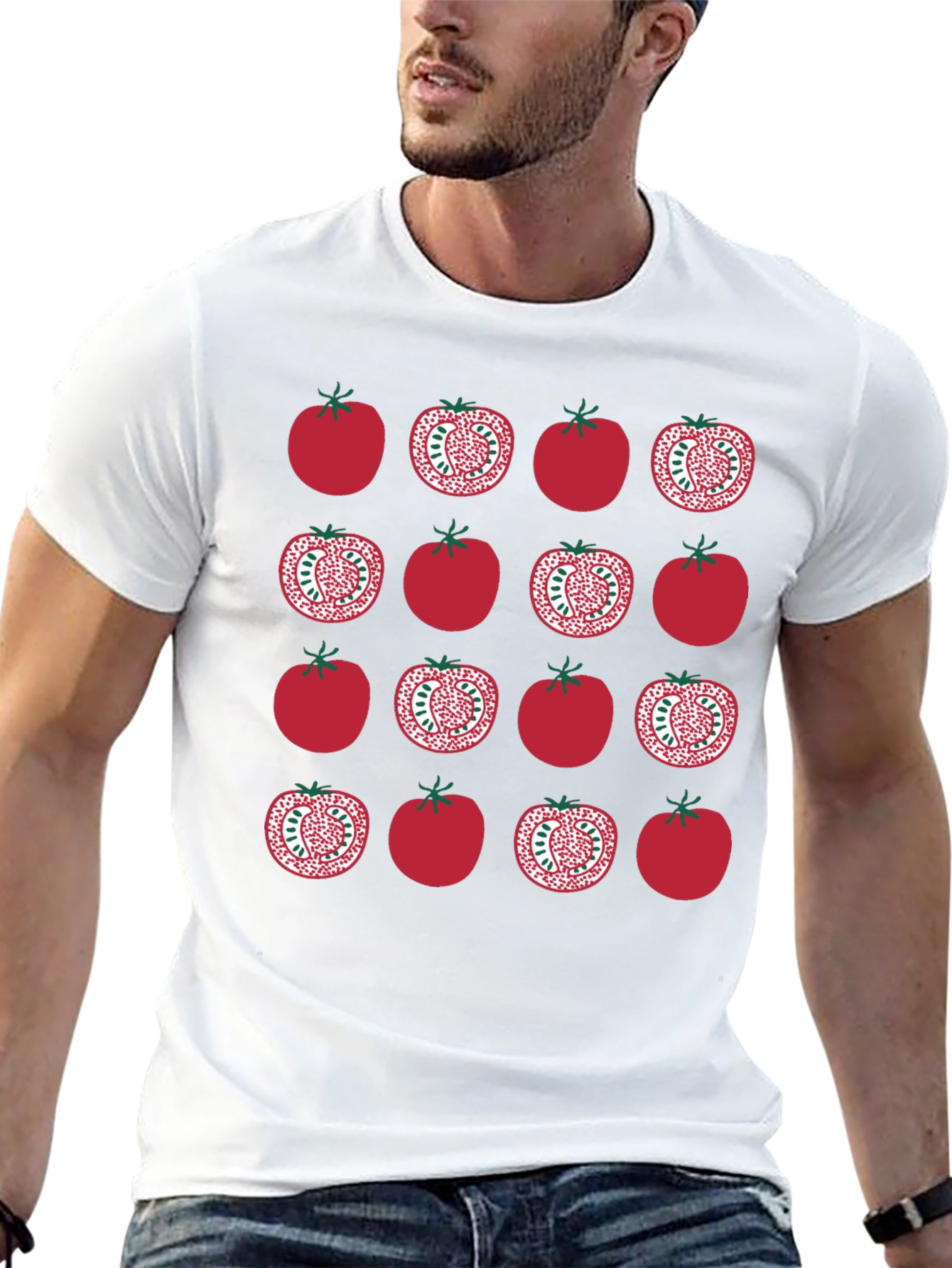 Tomato Pattern Black T-Shirt