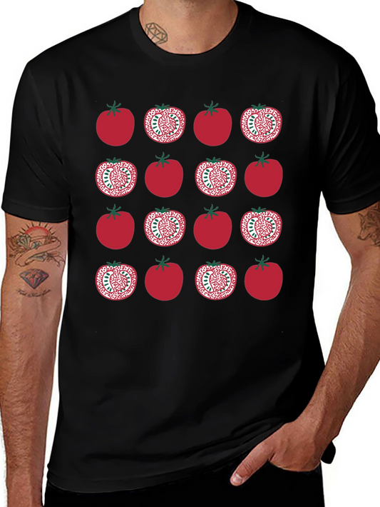 Tomato Pattern Black T-Shirt