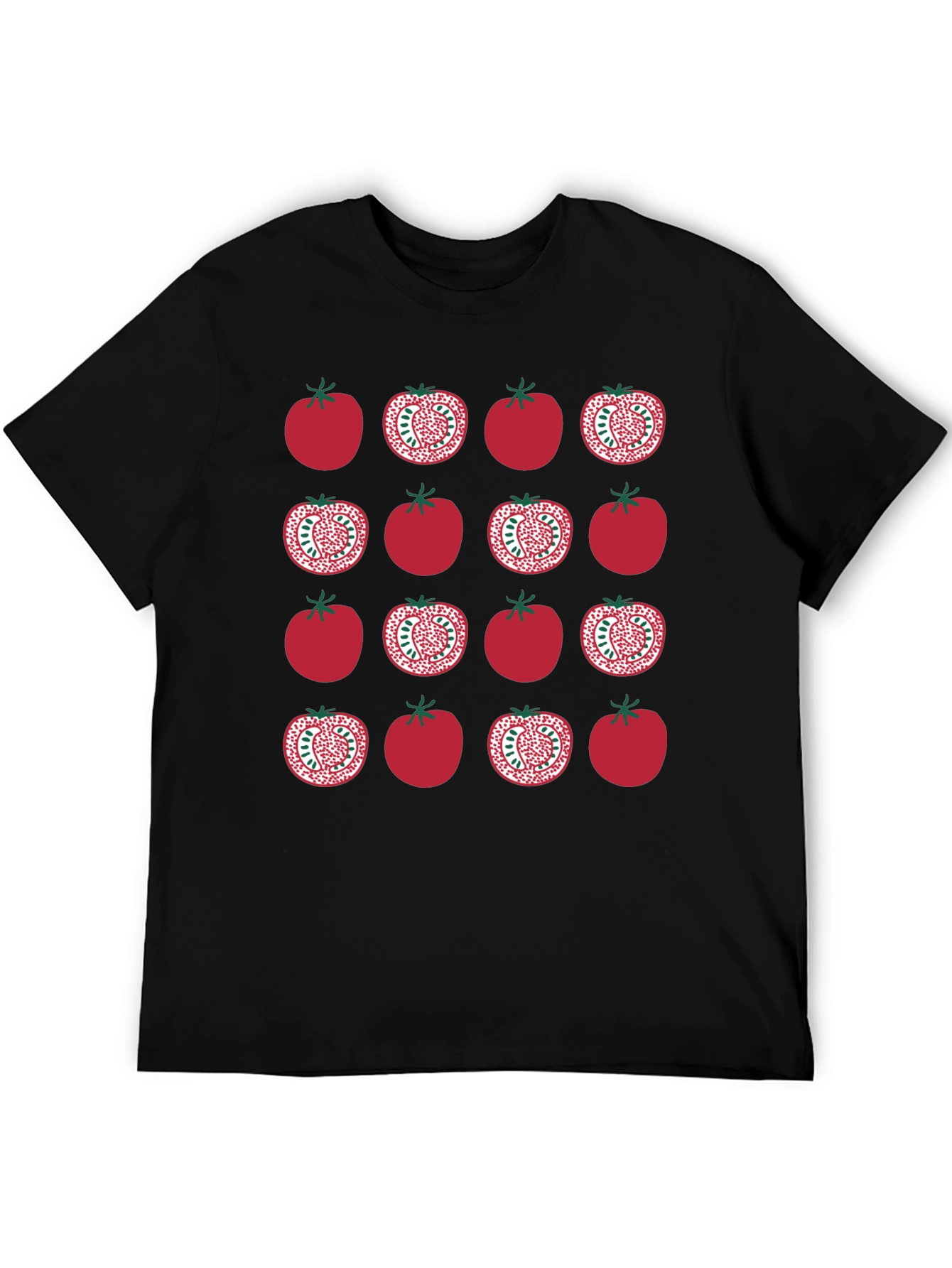 Tomato Pattern Black T-Shirt