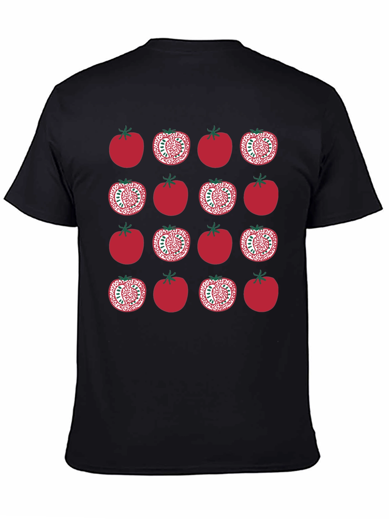 Tomato Pattern Black T-Shirt