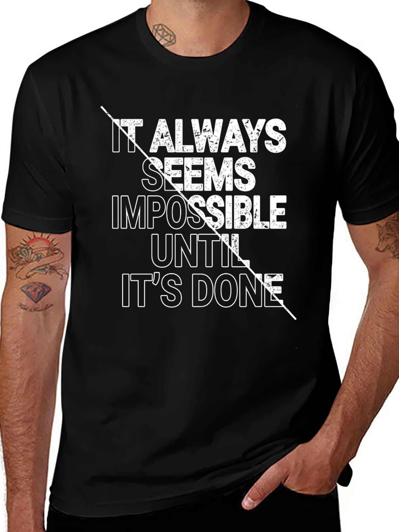 Motivational Black T-Shirt: Impossible Until Done