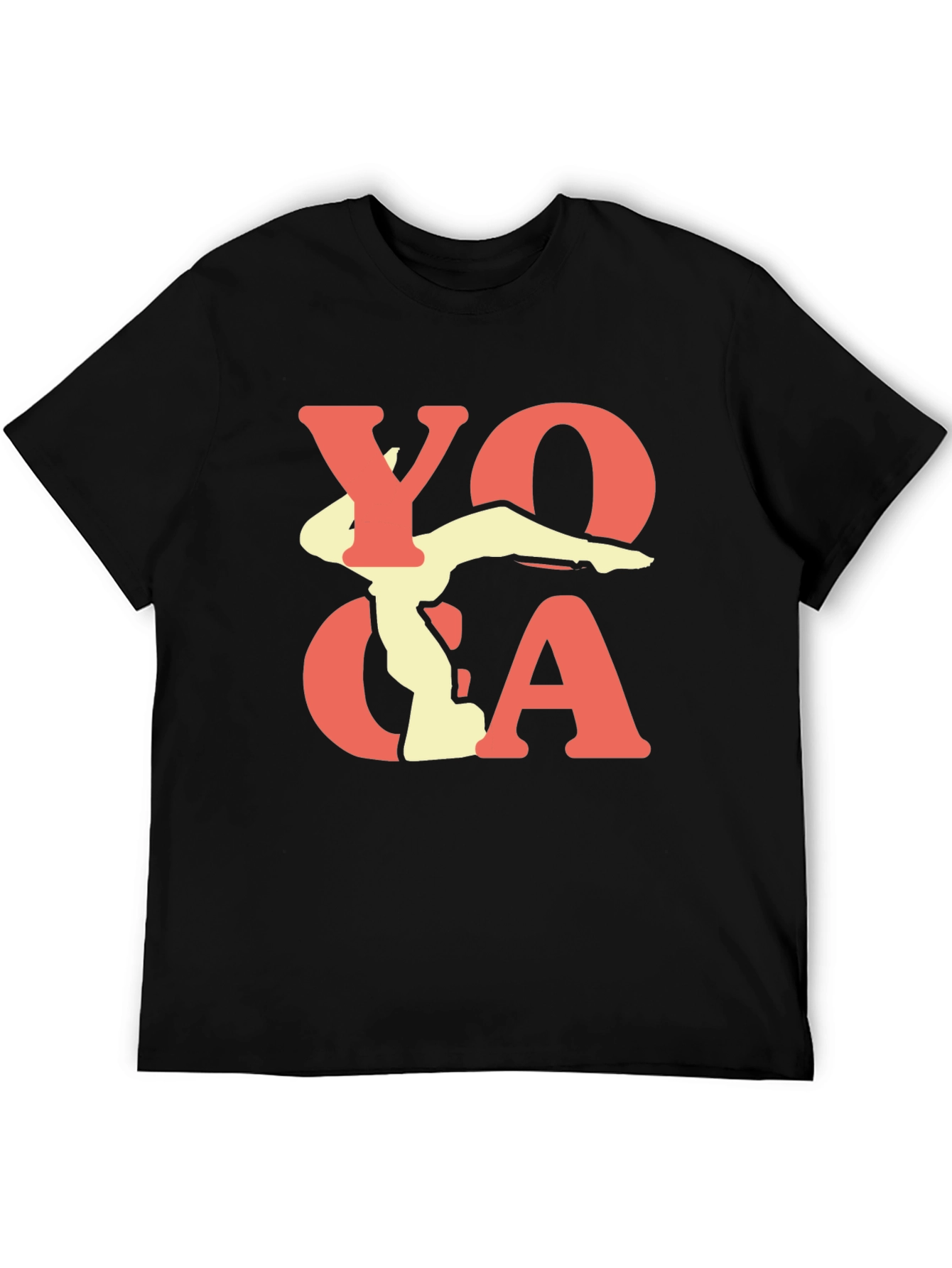 Yoga Pose Graphic Print Black T-Shirt