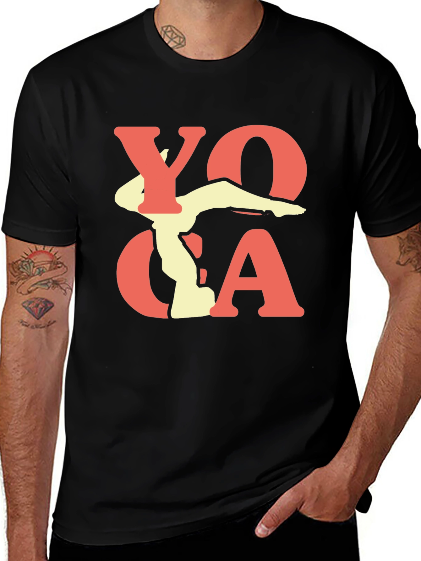 Yoga Pose Graphic Print Black T-Shirt