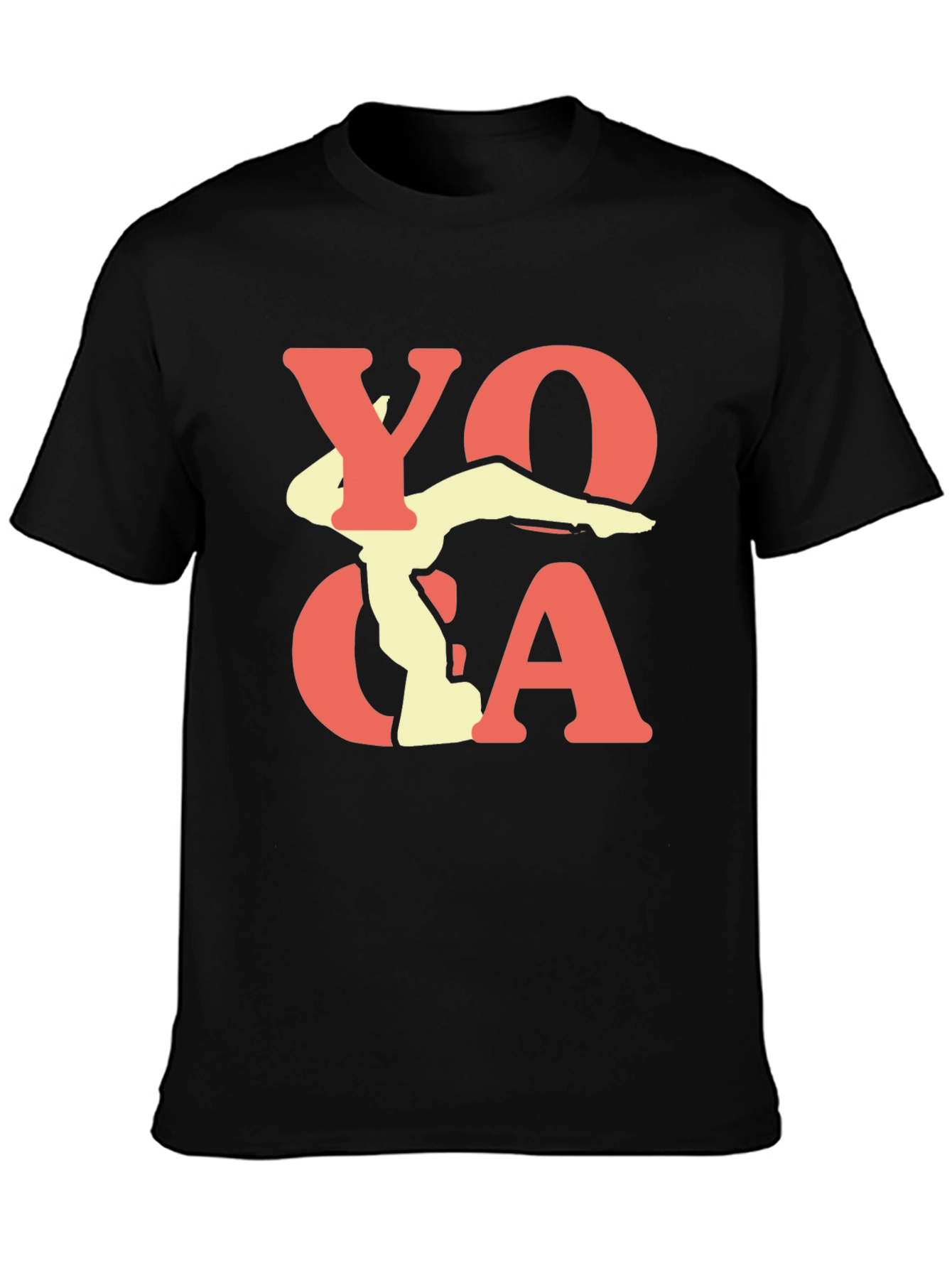Yoga Pose Graphic Print Black T-Shirt