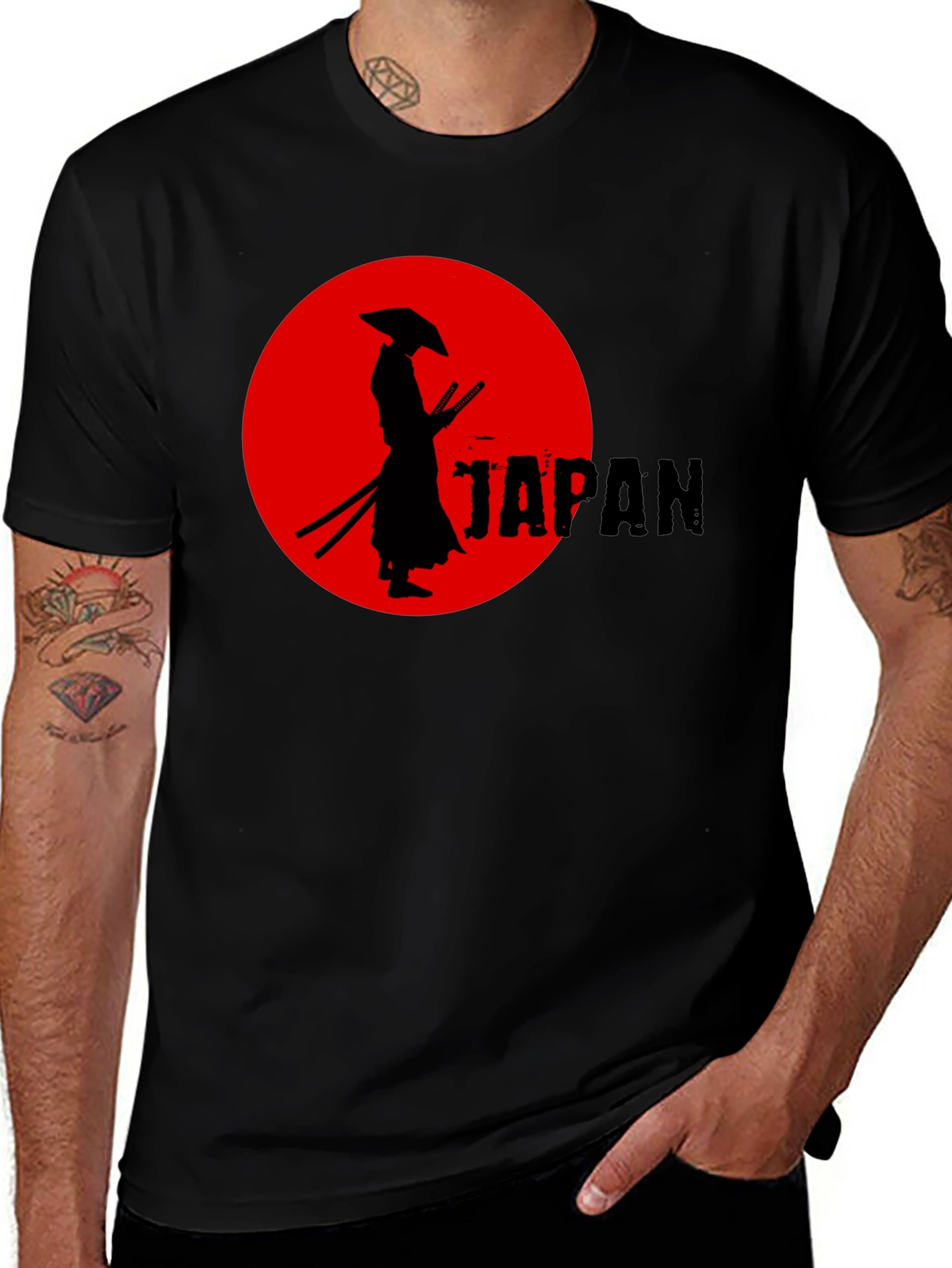 Samurai Japan Graphic Tee - Cool Black T-Shirt