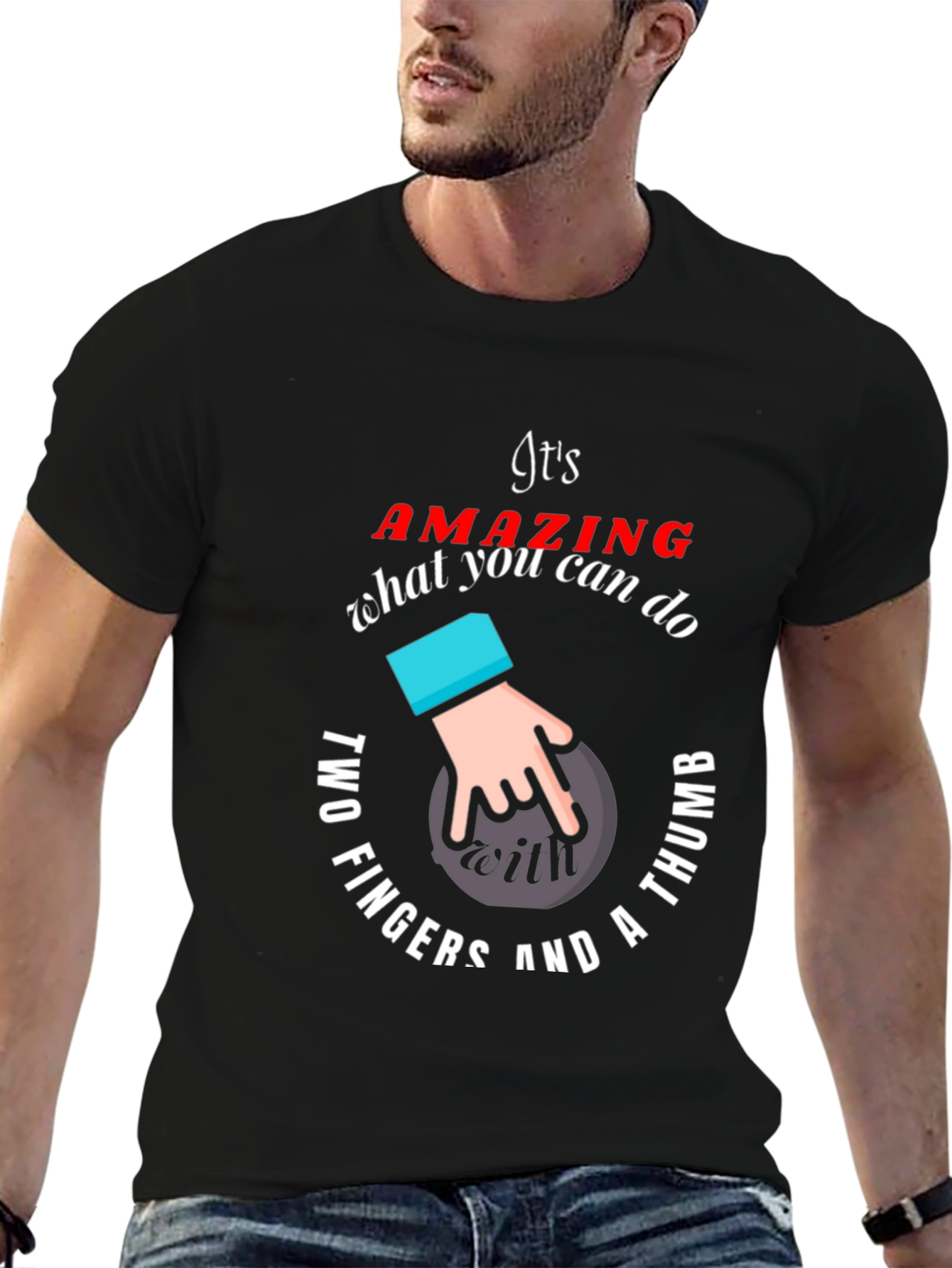 Funny Bowling T-Shirt - Two Fingers and a Thumb