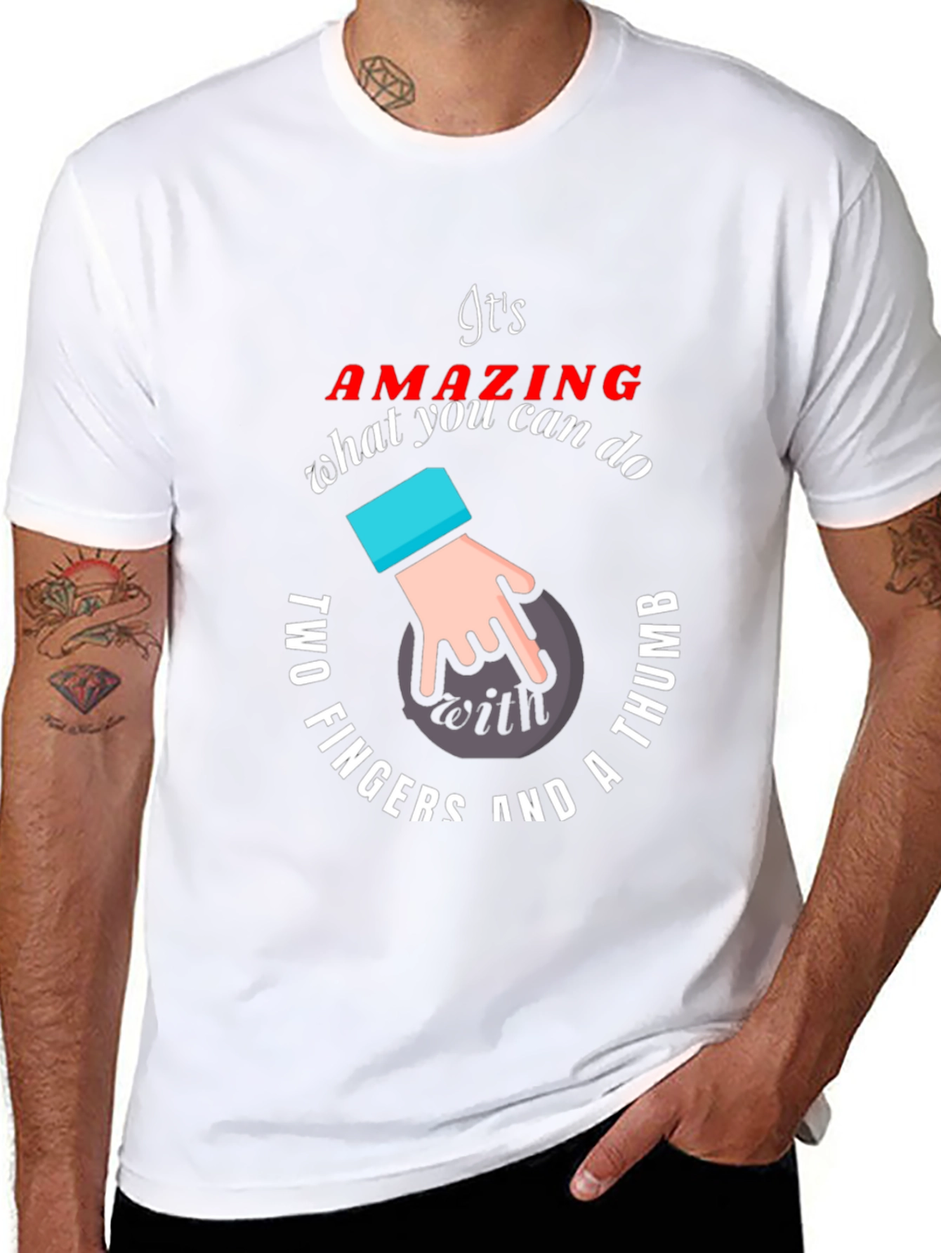 Funny Bowling T-Shirt - Two Fingers and a Thumb