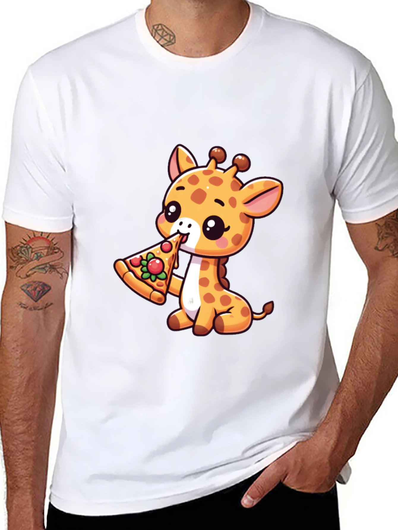 Cute Giraffe Pizza Lover T-Shirt