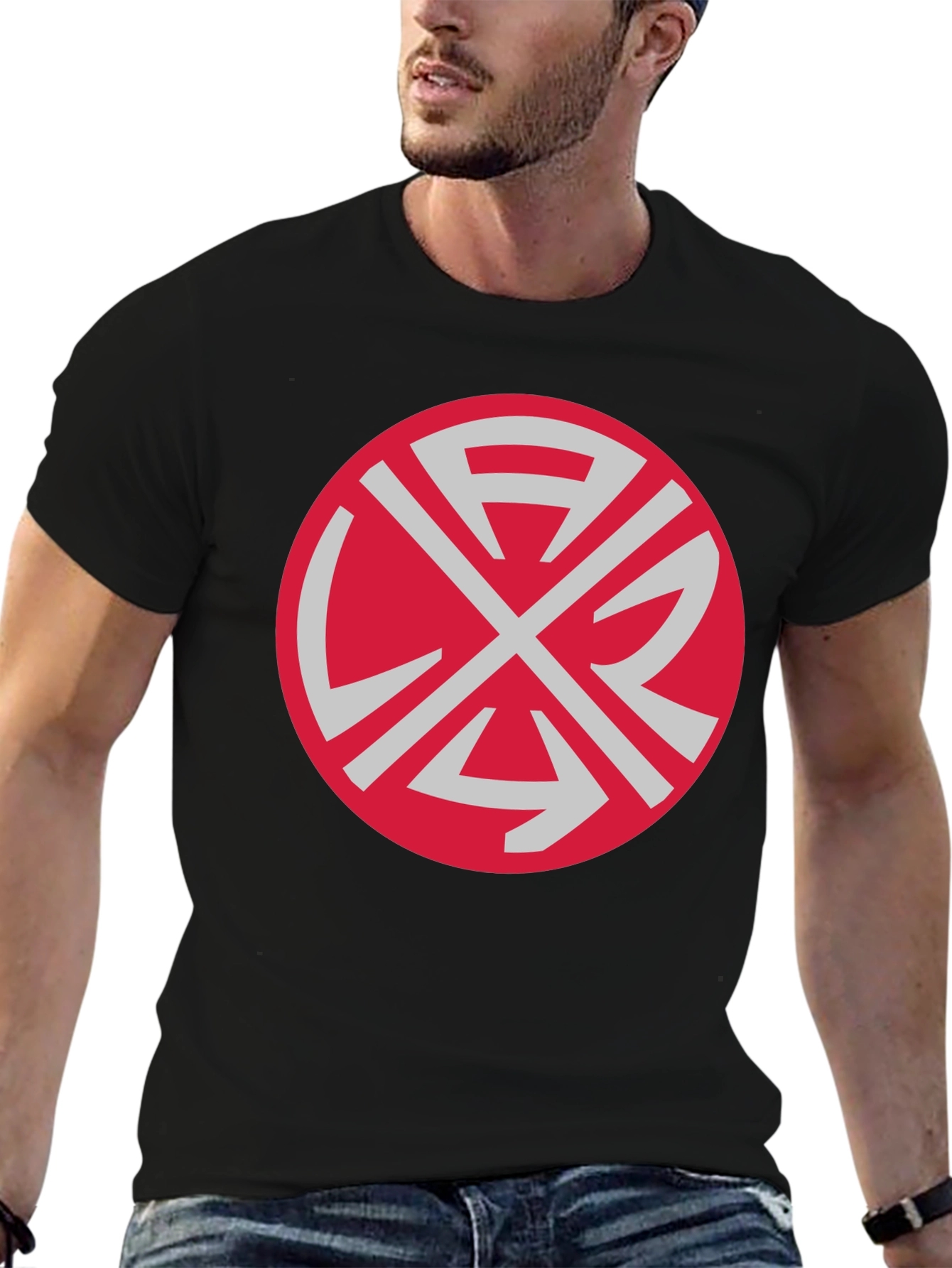Graphic Tee: Red Circle with Unique Symbol