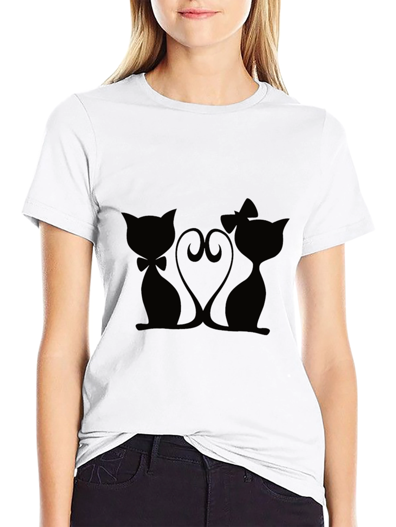 Cute Cats Love T-Shirt - Black