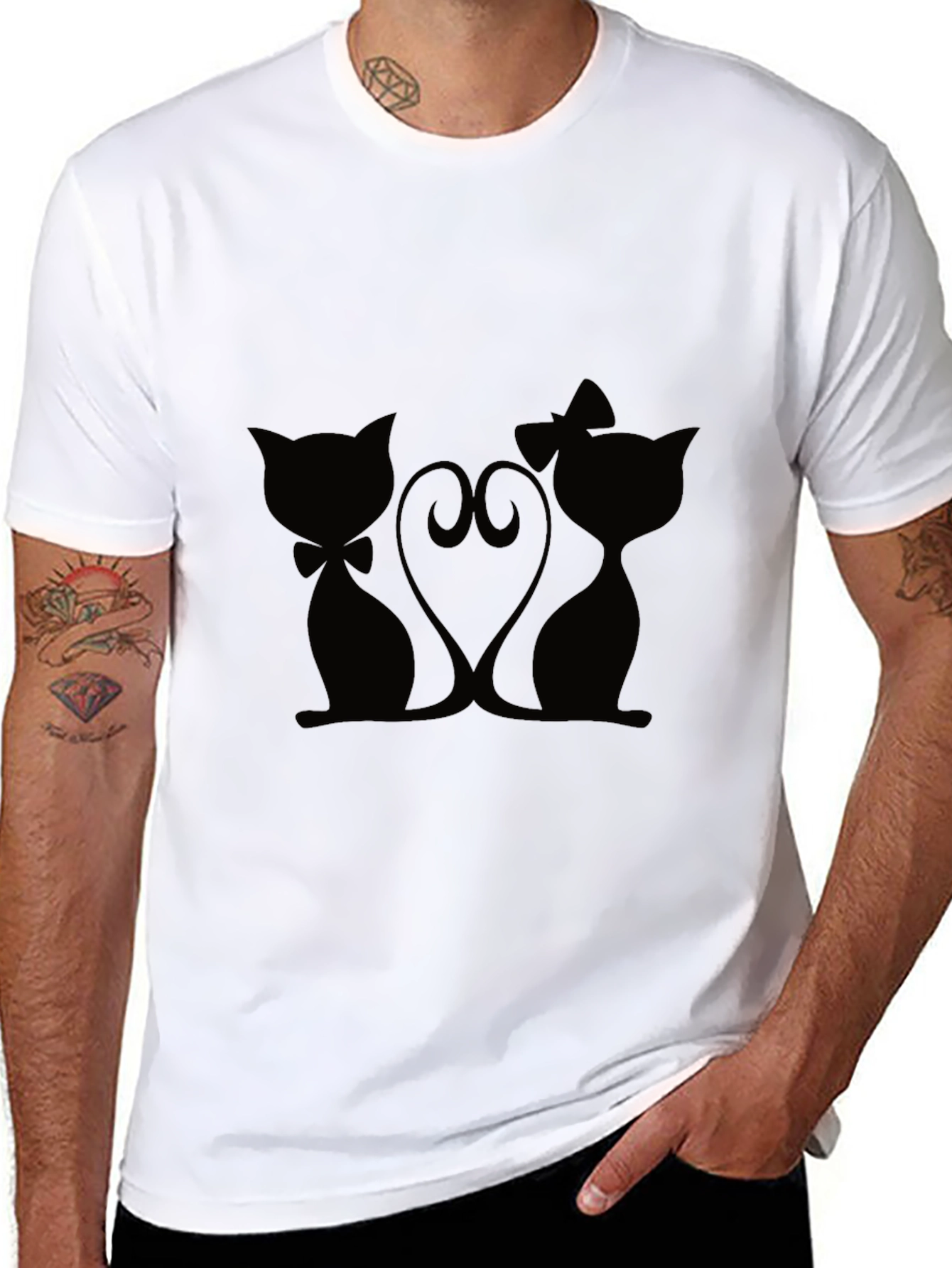 Cute Cats Love T-Shirt - Black