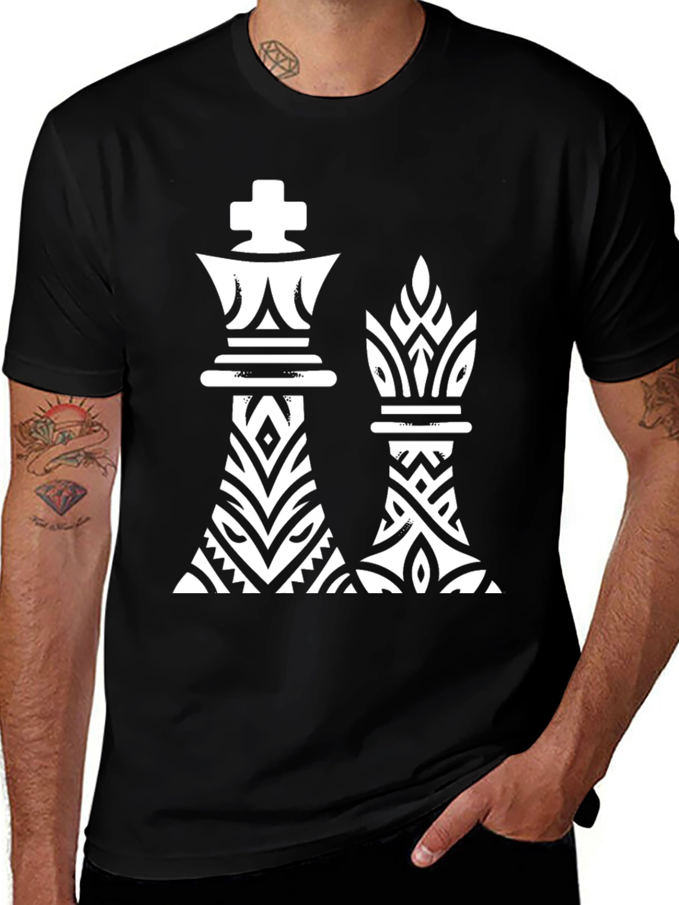 Chess King & Queen Graphic Tee - Black