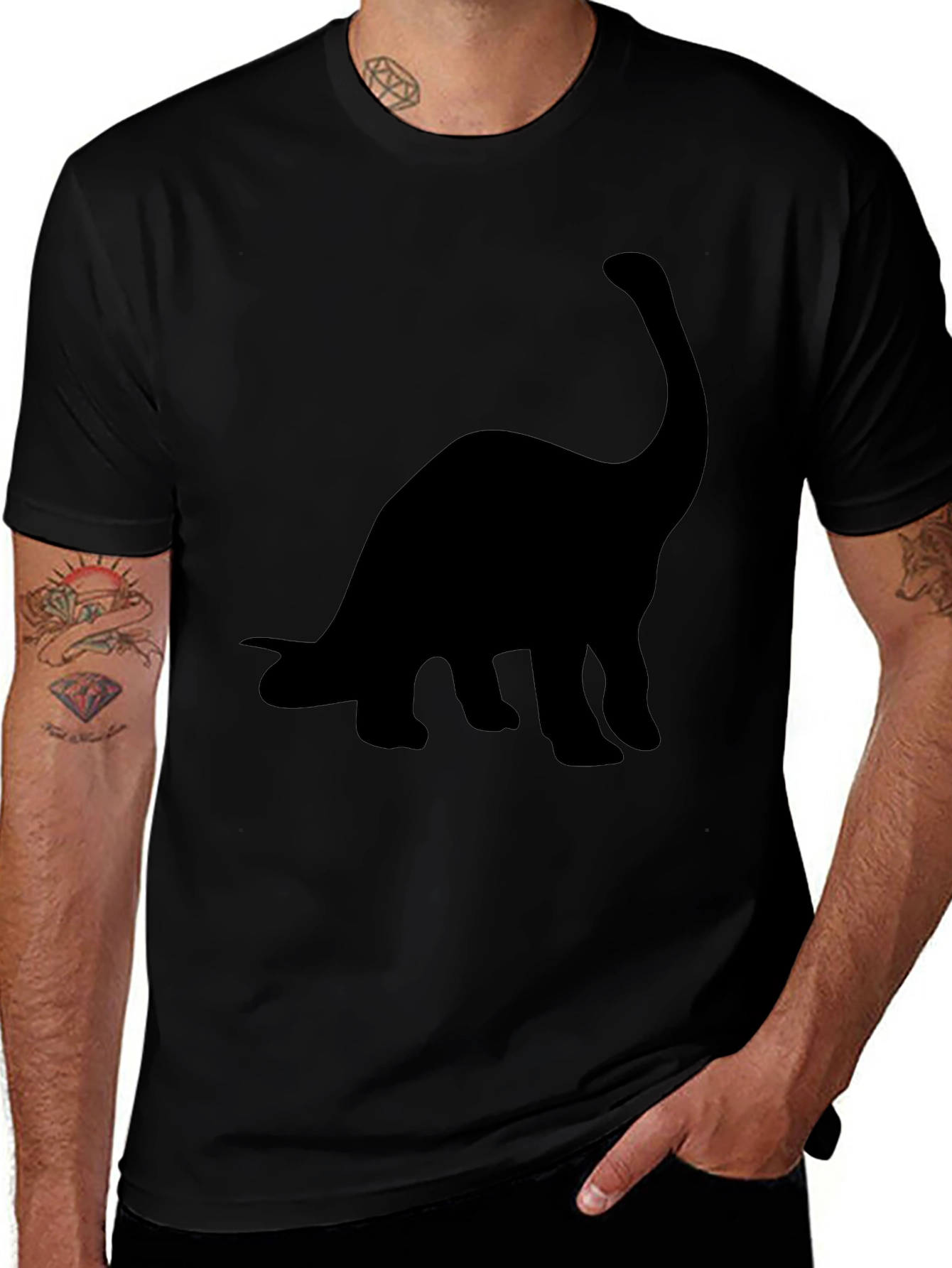 Black Dinosaur Silhouette Graphic Tee