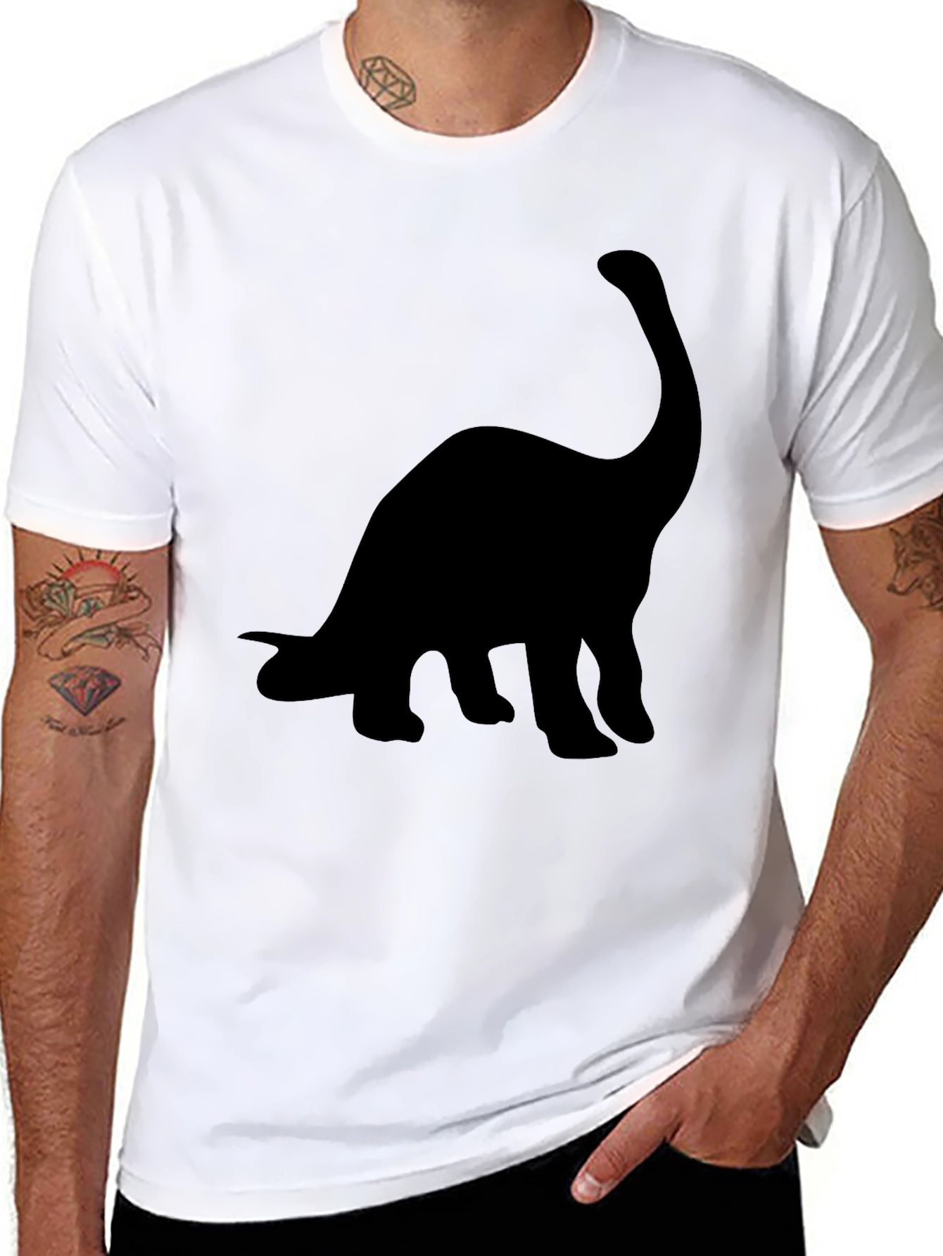 Black Dinosaur Silhouette Graphic Tee